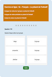 Cours et exercice : Le présent de l'indicatif : 6ème - Exercice en ligne - Cycle 3