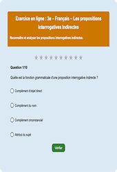 Cours et exercice : Les propositions interrogatives indirectes : 3ème - Exercice en ligne - Cycle 4