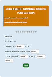 Multiplier une fraction par un nombre : 6ème - Exercice en ligne - Cycle 3