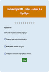 Leçon, exercice et évaluation :<br/> Le temps de la République : Histoire : CM2 - Exercice en ligne (2) - Cycle 3