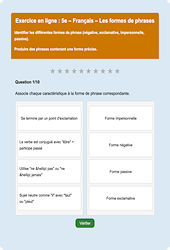 Cours et exercice : Les formes de phrases : 5ème - Exercice en ligne (1) - Cycle 4