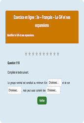 Cours et exercice : Groupe nominal et ses expansions : 3ème - Exercice en ligne - Cycle 4