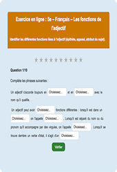 Cours et exercice : Les fonctions de l'adjectif : 5ème - Exercice en ligne - Cycle 4