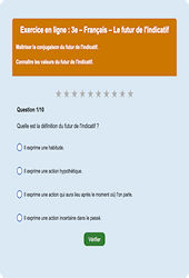 Cours et exercice : Le futur de l'indicatif : 3ème - Exercice en ligne - Cycle 4