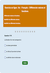 Cours et exercice : Différencier natures et fonctions : 6ème - Exercice en ligne - Cycle 3