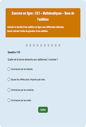 Leçon, exercice et évaluation :<br/> Sens de l'addition : CE1 - Exercice en ligne - Cycle 2