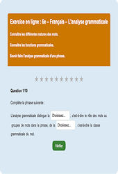 Cours et exercice : L'analyse grammaticale : 6ème - Exercice en ligne - Cycle 3