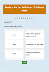Cours et exercice : Organiser des données : 6ème - Exercice en ligne - Cycle 3