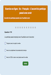 Cours et exercice : Accord du participe passé avec avoir : 5ème - Exercice en ligne - Cycle 4