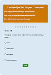 Cours et exercice : La ponctuation : 5ème - Exercice en ligne - Cycle 4