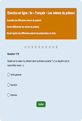 Cours et exercice : Présent de l'indicatif : 6ème - Exercice en ligne - Cycle 3
