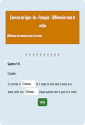 Cours et exercice : Homonymes, homophones : 6ème - Exercice en ligne (1) - Cycle 3