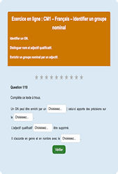 Leçon, exercice et évaluation :<br/> Identifier un groupe nominal : CM1 - Exercice en ligne - Cycle 3