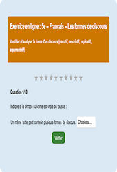Cours et exercice : Les formes de discours : 5ème - Exercice en ligne - Cycle 4