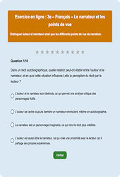 Cours et exercice : Le narrateur et les points de vue : 3ème - Exercice en ligne - Cycle 4