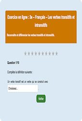 Cours et exercice : Les verbes transitifs et intransitifs : 3ème - Exercice en ligne - Cycle 4