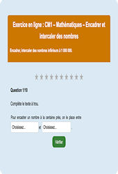 Leçon, exercice et évaluation :<br/> Encadrer / intercaler / arrondir - Nombres entiers < 1 000 000 : CM1 - Exercice en ligne - Cycle 3