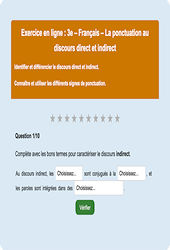 Cours et exercice : Discours direct et indirect : 3ème - Exercice en ligne - Cycle 4