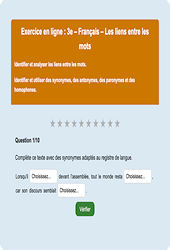 Les liens entre les mots : 3ème - Exercice en ligne - Cycle 4