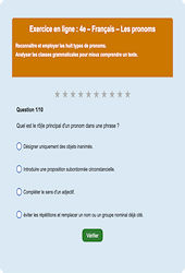 Cours et exercice : Les pronoms : 4ème - Exercice en ligne - Cycle 4