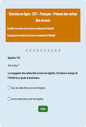 Leçon, exercice et évaluation :<br/> Être Avoir : CE1 - Exercice en ligne - Cycle 2