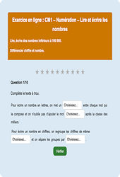 Leçon, exercice et évaluation :<br/> Lire / écrire - Nombres entiers < 100 000 : CM1 - Exercice en ligne - Cycle 3