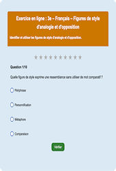 Figures de styles : analogie et opposition : 3ème - Exercice en ligne