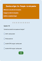 Cours et exercice : Voix passive : 5ème - Exercice en ligne - Cycle 4