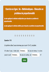 Cours et exercice : Problème de proportionnalité : 6ème - Exercice en ligne - Cycle 3