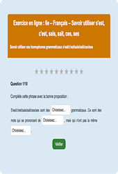Cours et exercice : Homonymes, homophones : 6ème - Exercice en ligne (3) - Cycle 3