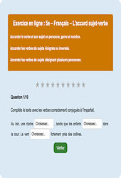 Cours et exercice : Accord sujet verbe : 5ème - Exercice en ligne - Cycle 4