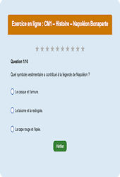 Leçon, exercice et évaluation :<br/> Napoléon Bonaparte - Histoire : CM1 - Exercice en ligne - Cycle 3