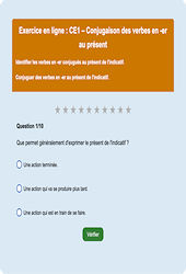 Leçon, exercice et évaluation :<br/> Présent des verbes en -er : CE1 - Exercice en ligne - Cycle 2