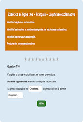 Cours et exercice : La phrase exclamative : Formes de phrases : 6ème - Exercice en ligne - Cycle 3