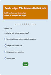 Leçon, exercice et évaluation :<br/> Verbe et son infinitif : CE1 - Exercice en ligne - Cycle 2