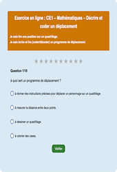 Leçon, exercice et évaluation :<br/> Quadrillage / Plan : CE1 - Exercice en ligne - Cycle 2