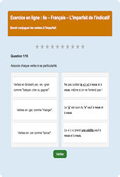 L'imparfait de l’indicatif : 6ème - Exercice en ligne