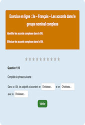 Accord dans le groupe nominal : 3ème - Exercice en ligne