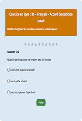 Accord du participe passé : 3ème - Exercice en ligne