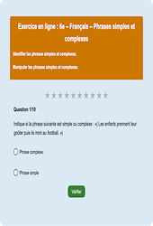 Phrases simples et complexes – Français 6ème - Exercice en ligne