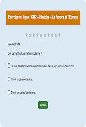 La France et l'Europe - Histoire : CM2 - Exercice en ligne