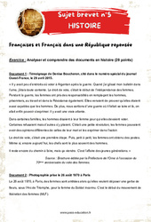 Françaises et Français dans une République repensée - 3ème -Sujets et corrigés du Brevet Histoire #5 - Cycle 4 - PDF à imprimer