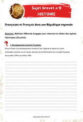 Françaises et Français dans une République repensée - 3ème - Sujets et corrigés du Brevet Histoire #8 - Cycle 4 - PDF à imprimer