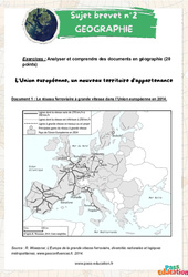 L'Union européenne, un nouveau territoire d'appartenance - 3ème - Sujets et corrigés du Brevet Géographie #2 - PDF à imprimer