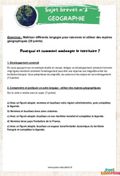 Pourquoi et comment aménager le territoire ? - 3ème - Sujets et corrigés du Brevet Géographie #3 - PDF à imprimer
