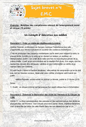 Un exemple d’éducation aux médias - 3ème - Sujets et corrigés du Brevet EMC #4 - PDF à imprimer