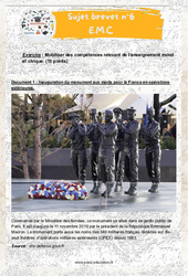 L’engagement des soldats en opérations extérieures - 3ème - Sujets et corrigés du Brevet EMC #6 - PDF à imprimer