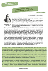 Lettre de Victor Hugo à sa femme Adèle, 22 août 1834 - 3ème - Littérature - PDF à imprimer
