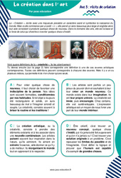 La création dans l’art - 6ème - Atelier de lecture - PDF à imprimer