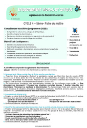 Agissements discriminatoires – 5ème – Séquence complète – EMC - Cycle 4 - PDF à imprimer